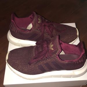 Women’s Adidas Maroon and Gold Running Shoes
